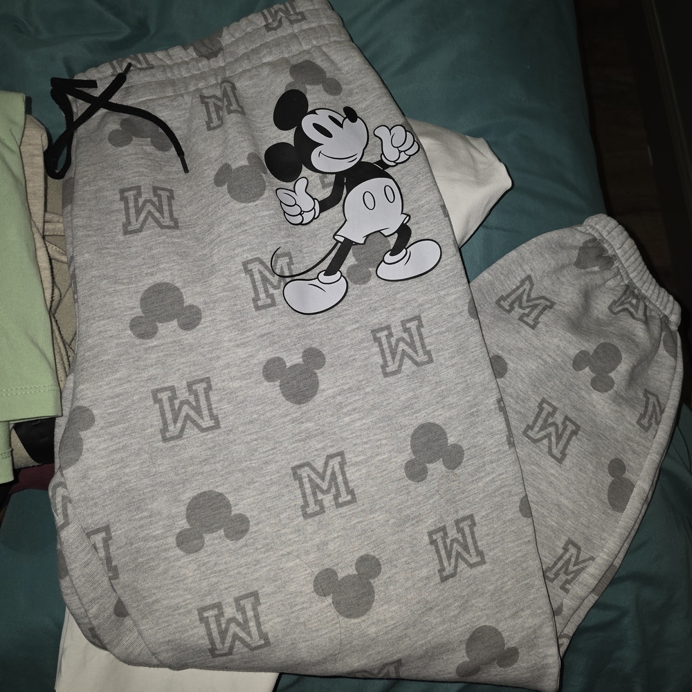 Disney Gray Mickey Mouse Logo Jogger Pants
